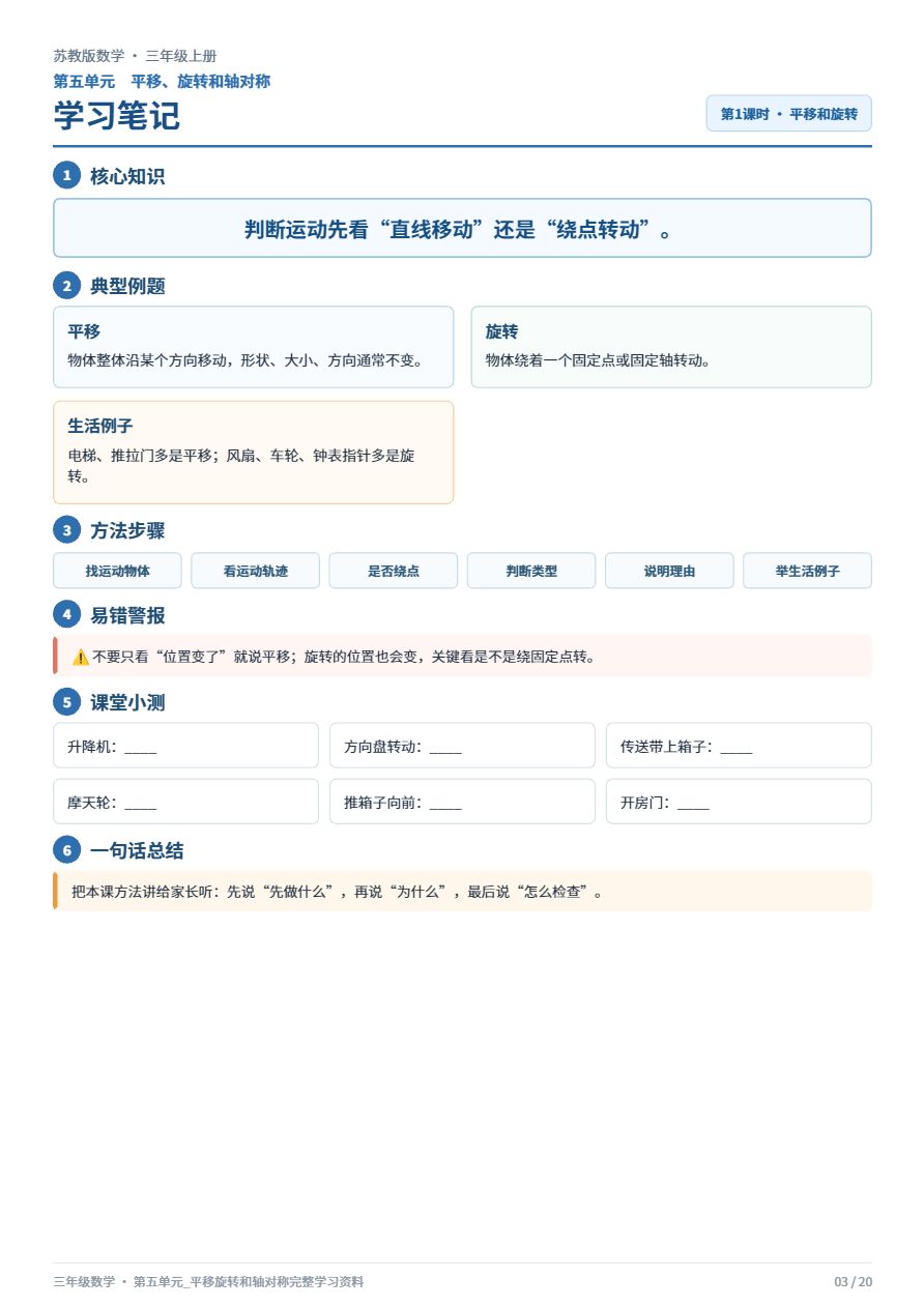 苏教版三年级数学_第五单元_平移旋转和轴对称_完整学习资料资料预览第 3 页