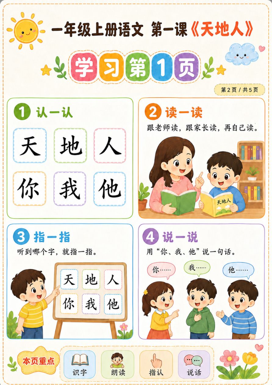 一年级语文预习-学习-练习册1资料预览第 2 页
