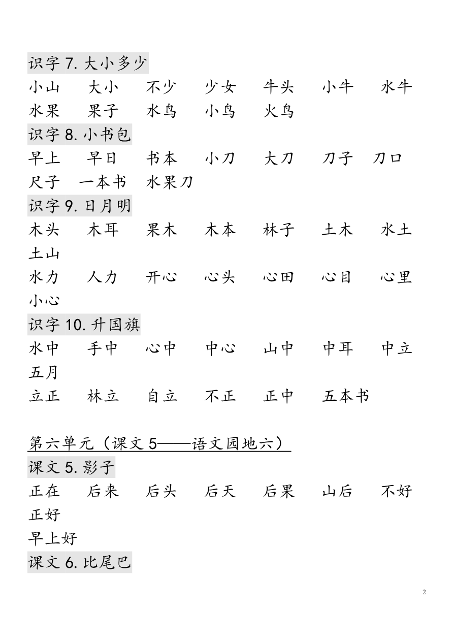 全册词语手册资料预览第 2 页
