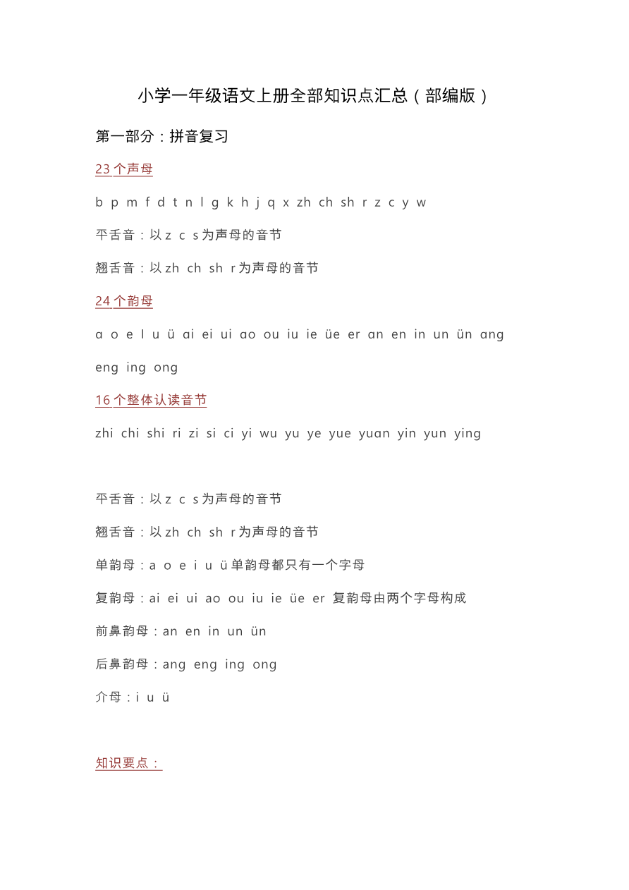 全部知识点汇总资料预览第 1 页
