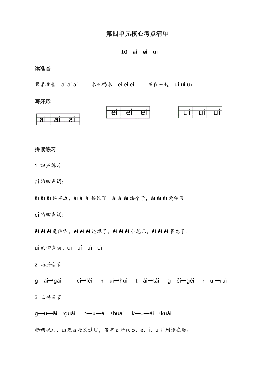 第四单元核心考点清单资料预览第 1 页