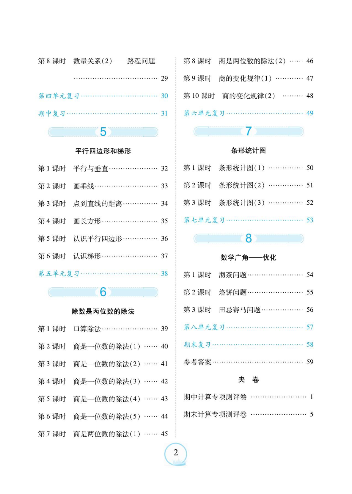 人教数学四年级上册口算题卡资料预览第 2 页