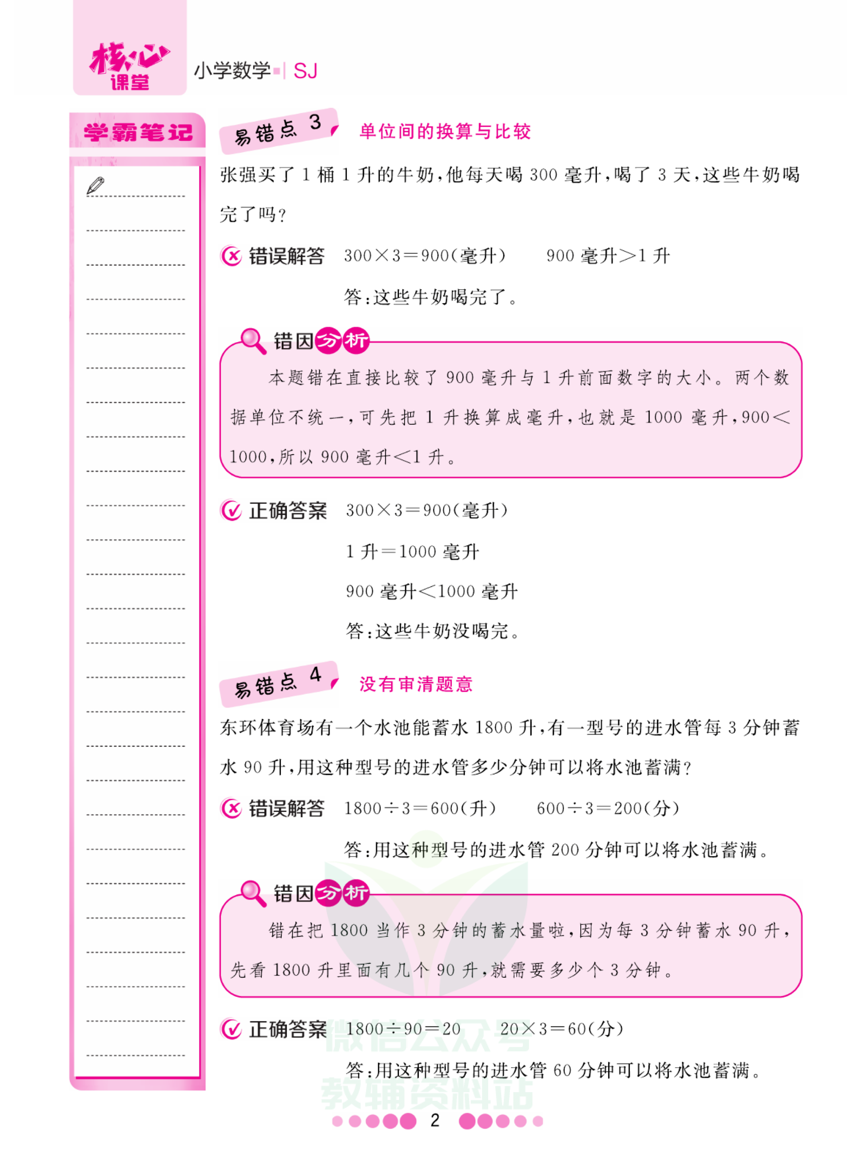 四年级上册数学苏教版易错清单资料预览第 2 页
