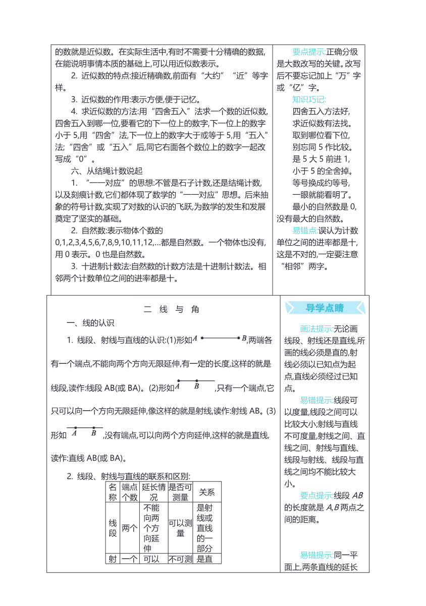 四年级上册数学北师版知识要点资料预览第 2 页