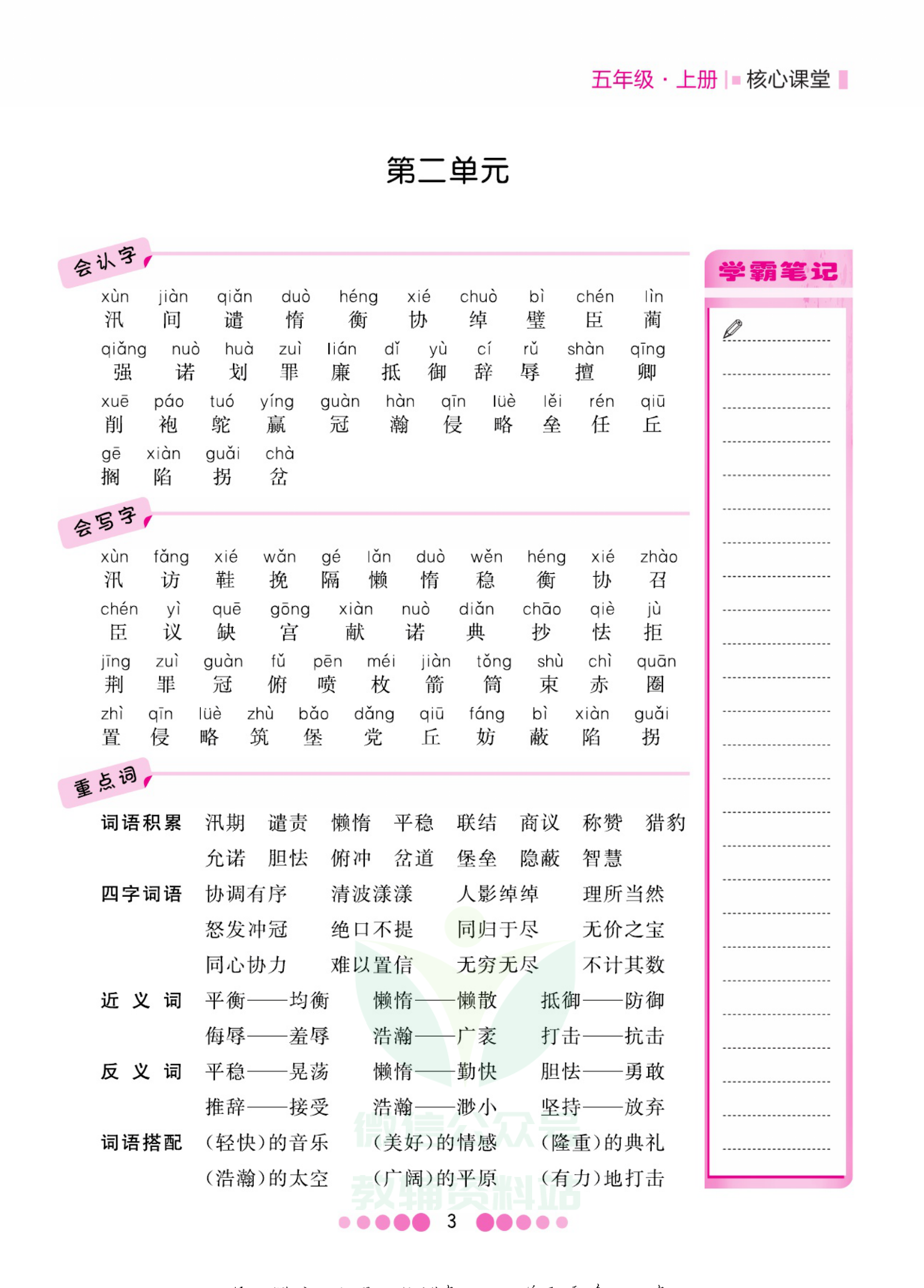 五年级上册语文部编版考点过关资料预览第 3 页