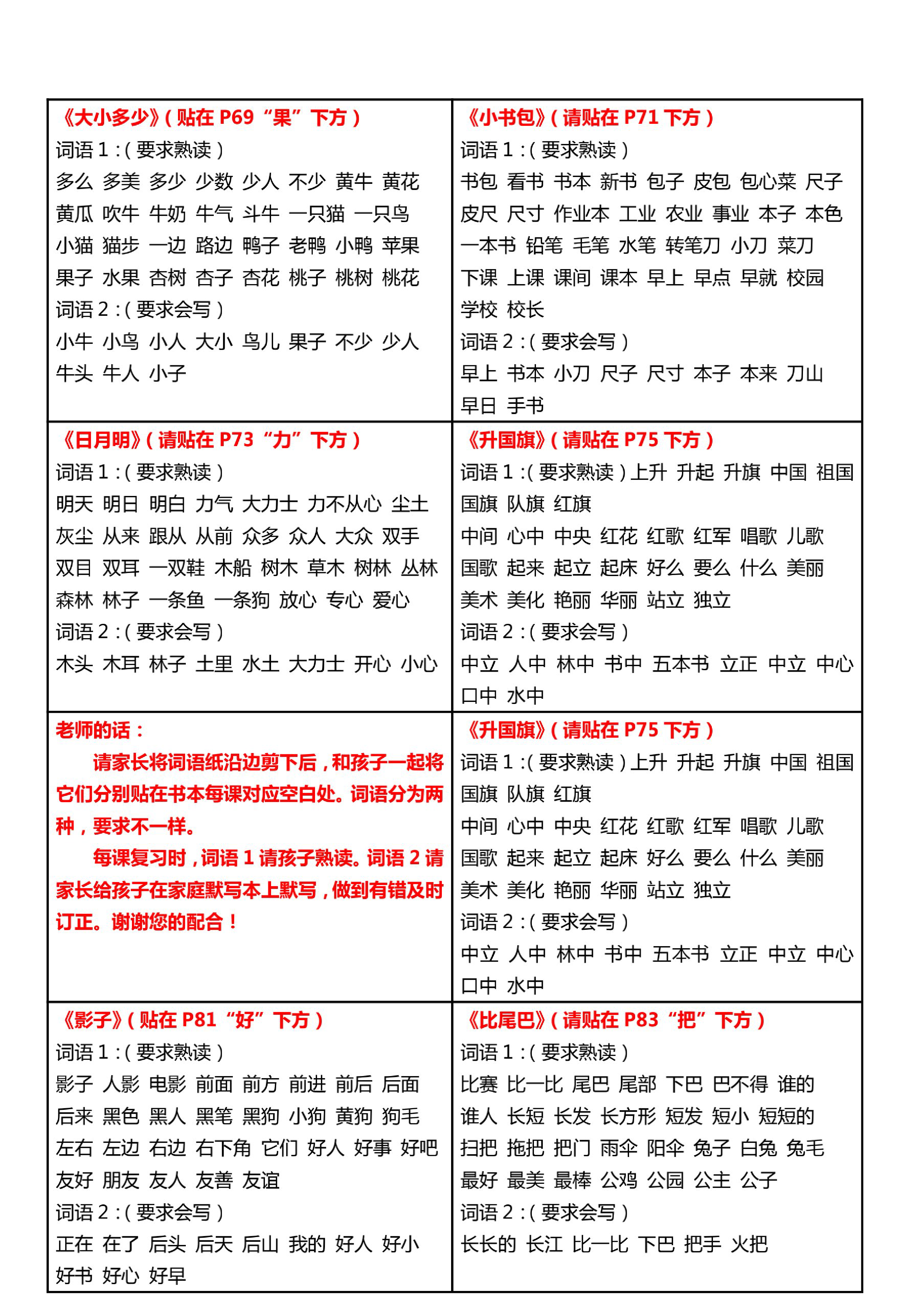 一上语文知识点【课课贴】(5页)资料预览第 3 页