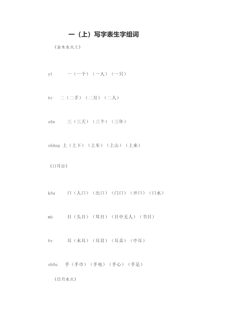 写字表生字组词资料预览第 1 页