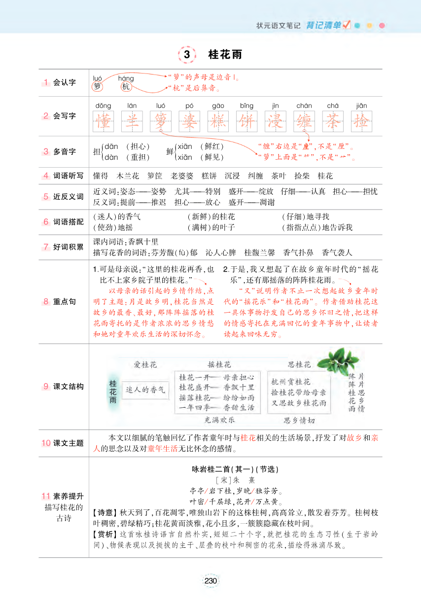 五年级状元语文笔记（背记清单）资料预览第 3 页