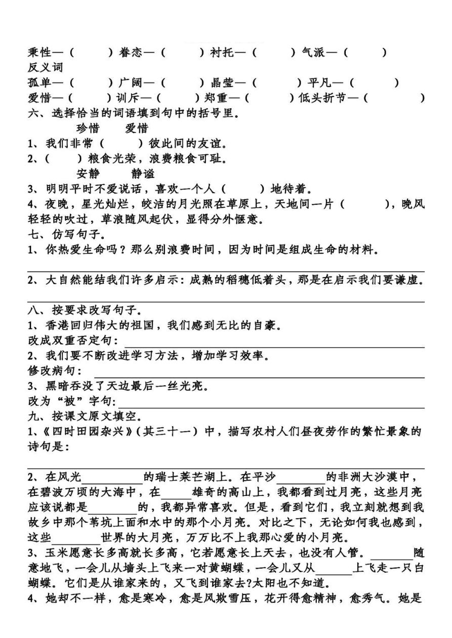 部编版五年级(下册)第1单元基础知识复习卷资料预览第 2 页