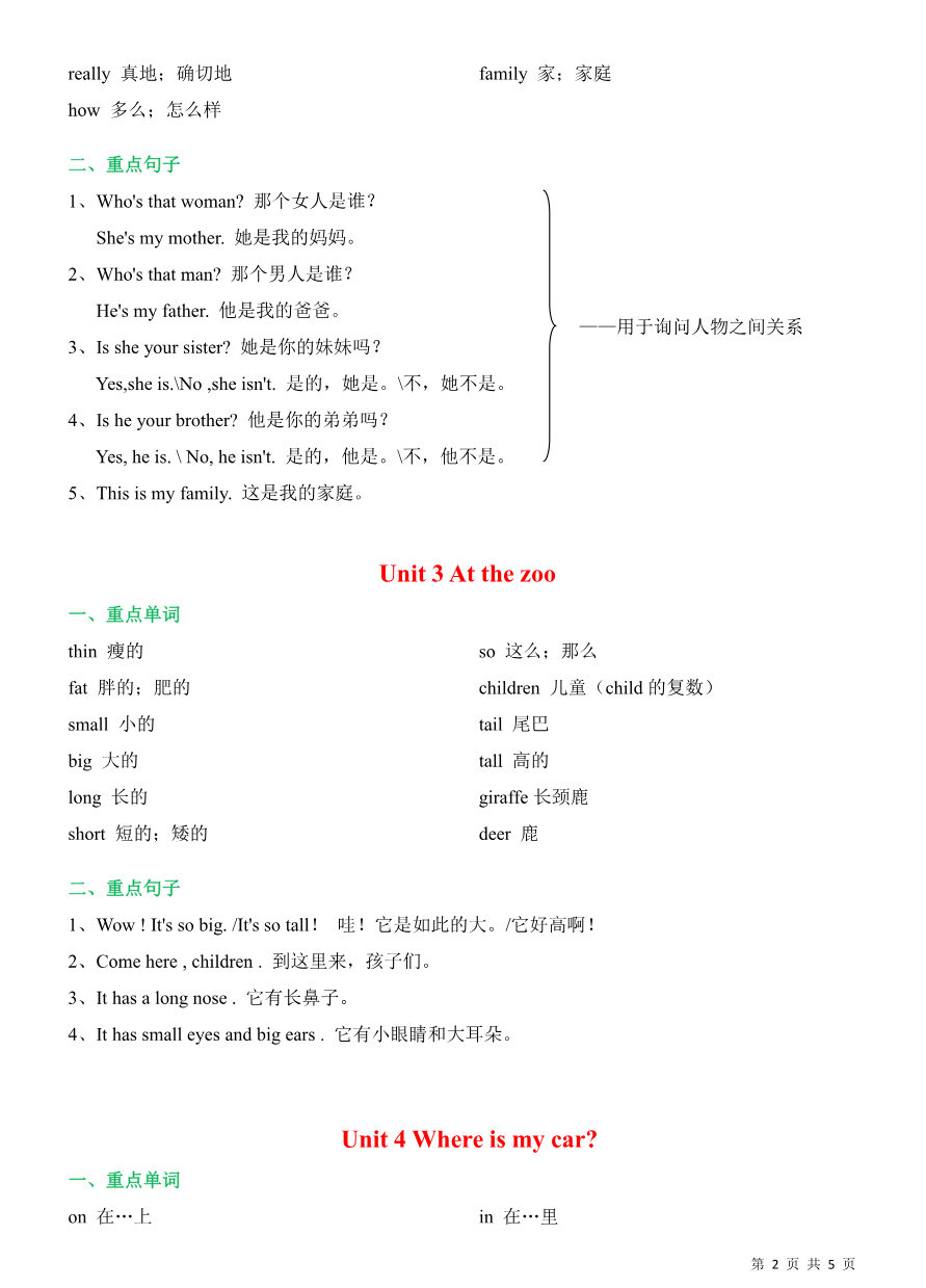 三年级下册人教版PEP英语寒假预习单词及短语资料预览第 2 页
