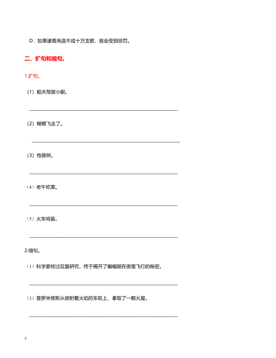 部编版五年级语文下册(句子专项)资料预览第 3 页