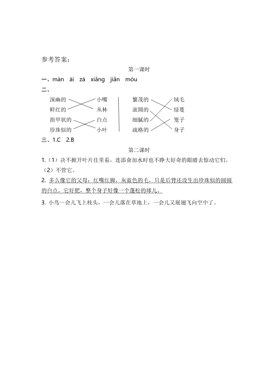 4 珍珠鸟 课时练资料预览第 3 页
