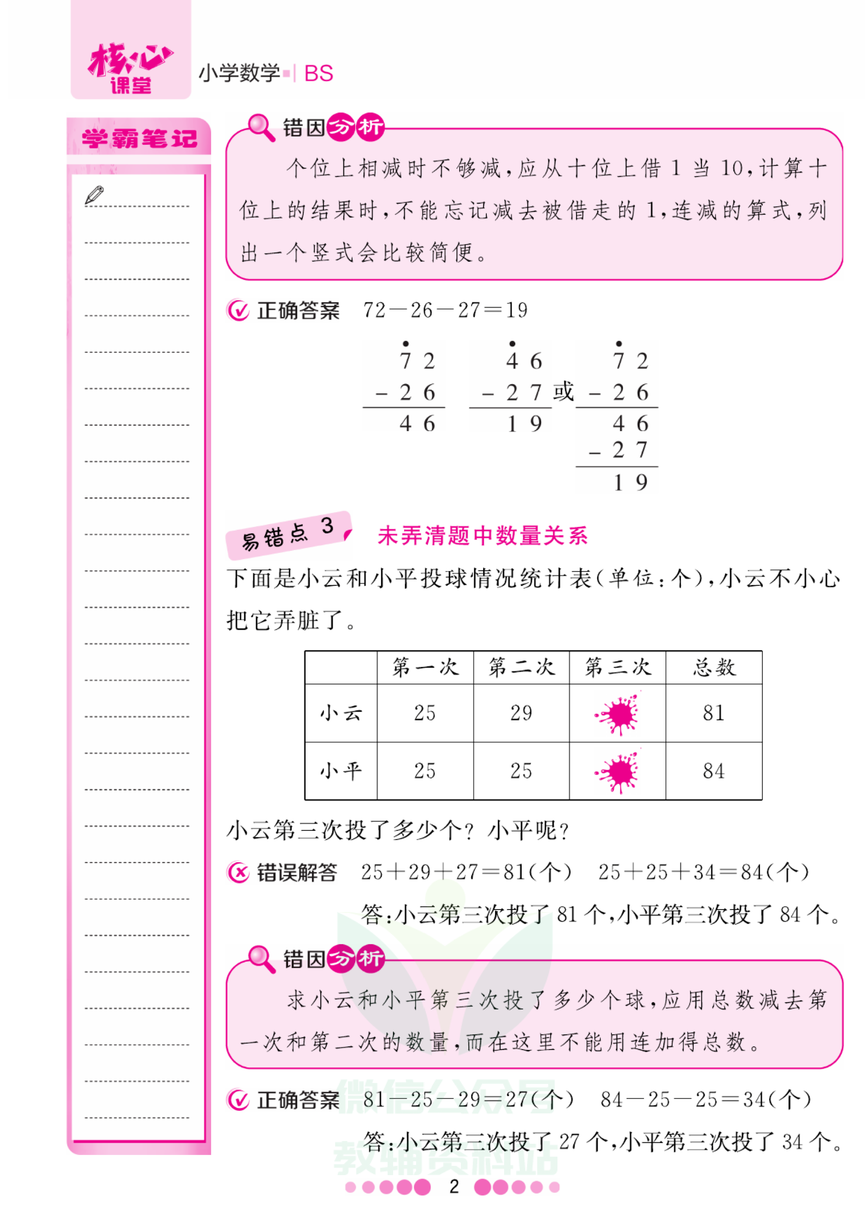 二年级上册数学北师版易错清单资料预览第 2 页