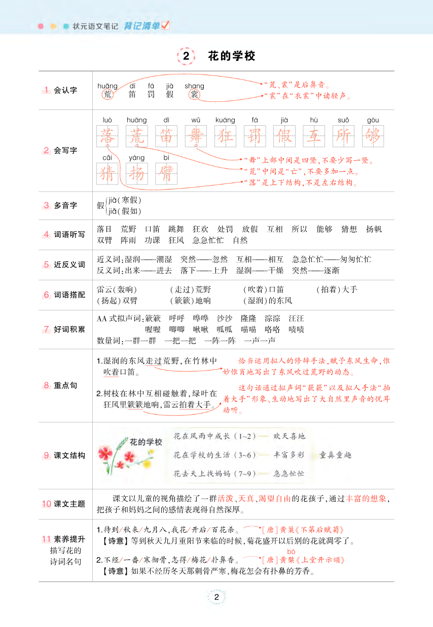 三年级状元语文笔记(背记清单)资料预览第 3 页