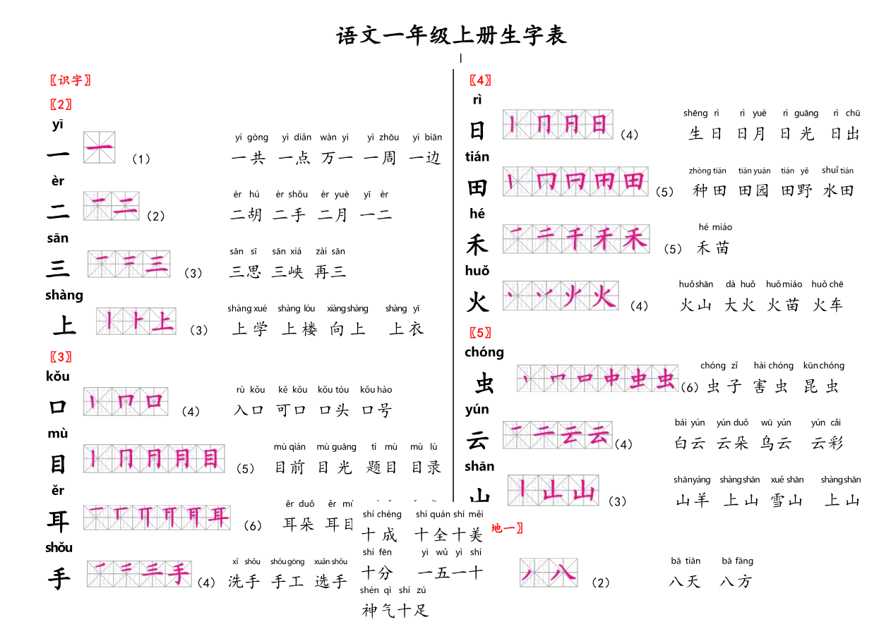 生字笔顺组词资料预览第 1 页