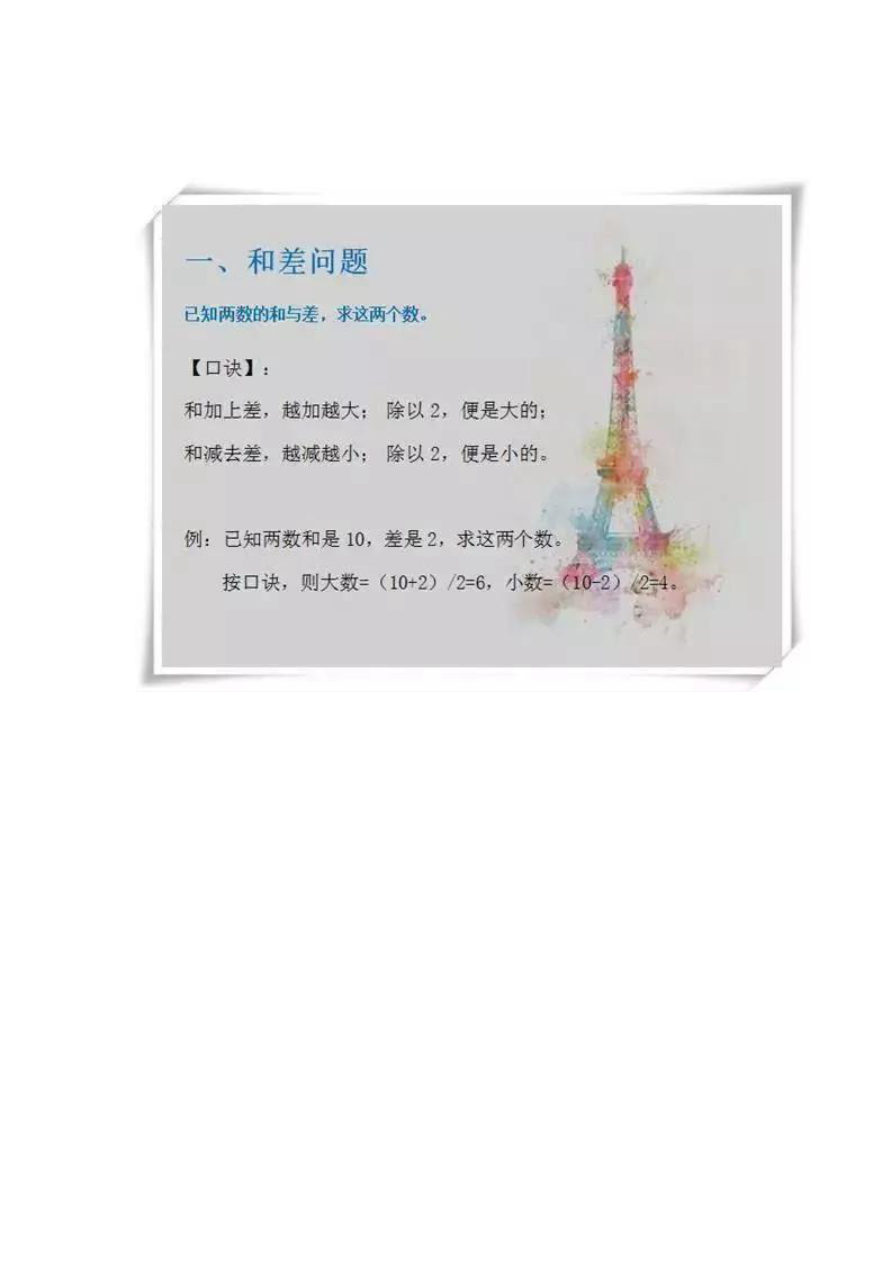 小学数学应用题口诀资料预览第 1 页