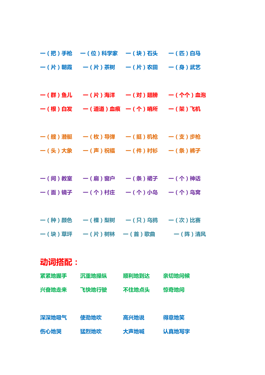 网红小升初复习-小学量词词语搭配汇总资料预览第 2 页