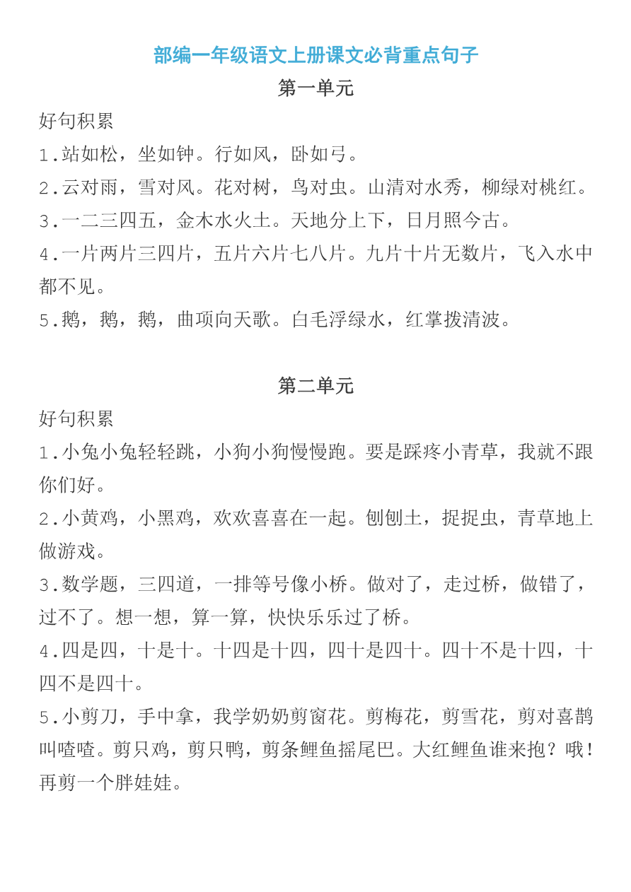 课文必背重点句子资料预览第 1 页