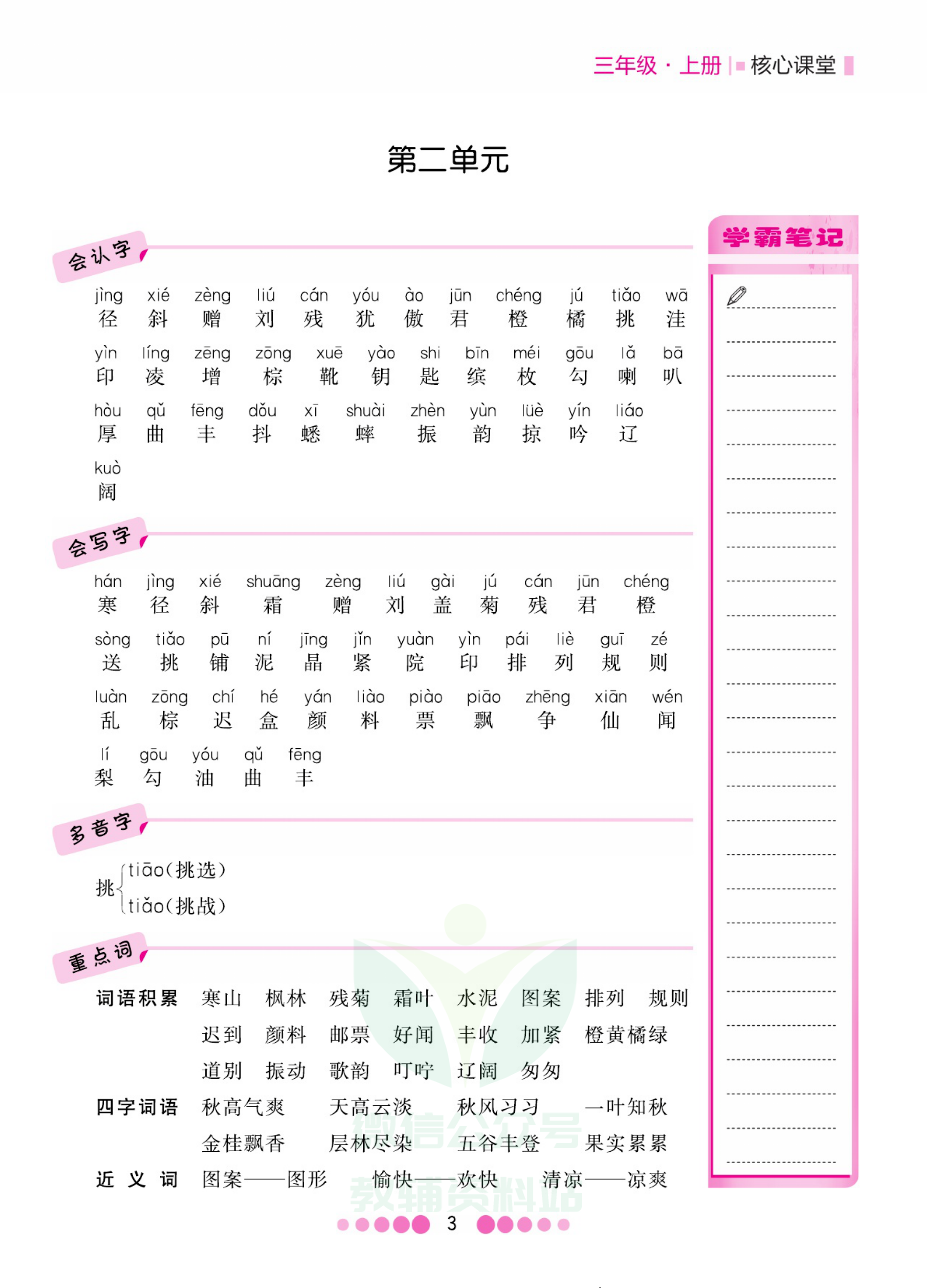 三年级上册语文部编版考点过关资料预览第 3 页