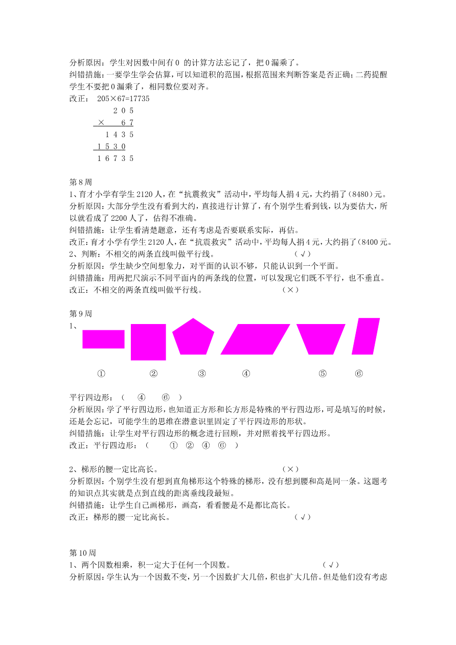 人教版四年级上册专项练习:错题集及分析资料预览第 3 页